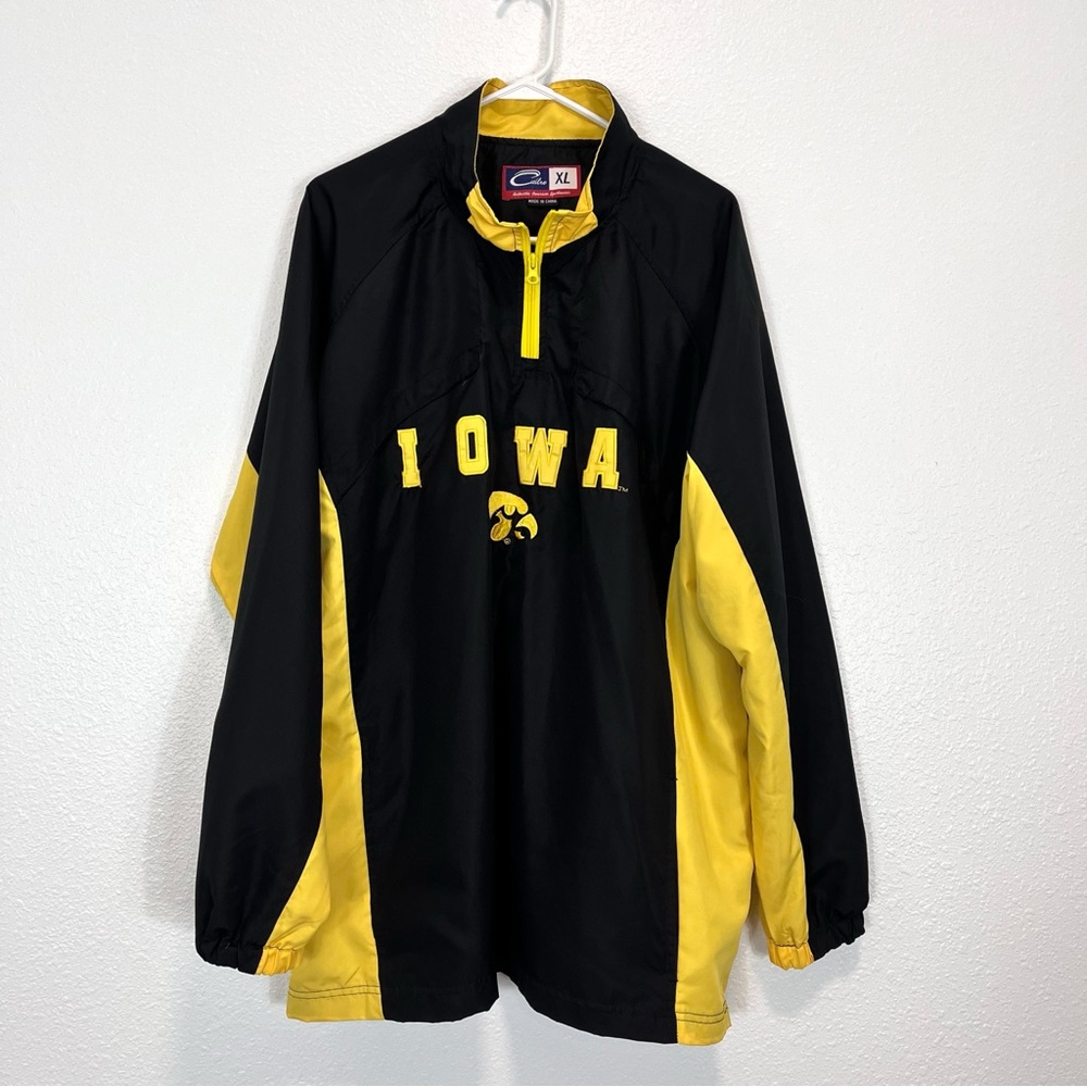 VTG Iowa Hawkeyes Windbreaker Jacket 1/4 Zip By Cadre Size XL